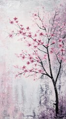 Fototapeta premium Pink blossom trees Light pink cherry blossoms gently floating in the breeze. Light pink cherry blossoms drift through the air, symbolizing the arrival of spring and renewal. HD phone wallpaper.