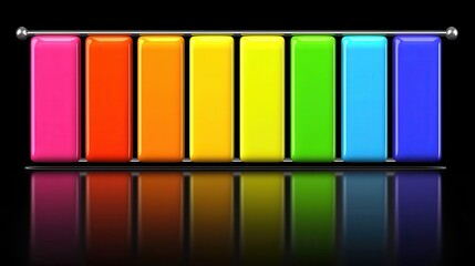 Fototapeta premium Colorful Shiny Rectangular Blocks Rainbow Spectrum Abstract Design Modern Geometric Background