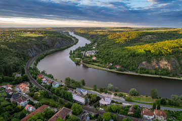 Obraz premium Aerial view of Prague Suchdol-Sedlec in May 2022