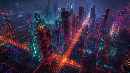 Fototapeta premium Night Metropolis of the Future