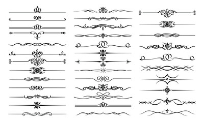 Frame borders and text dividers monochrome vector