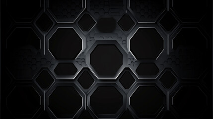 Obraz premium black metal texture background, Dark Black background pattern texture with hexagon pattern. 