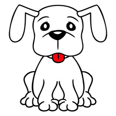 Dog Sits Cute Little Happy Puppy Pet Friendly Fun Design Lover Art Vector Illustration Card T-Shirt Poster Sticker Graphic Print Decorative Drawing Isolated Logo Decoration Symbol Creative Cool Style
