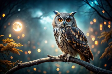 Majestic Owl in Moonlight: Low Light Wildlife Photography