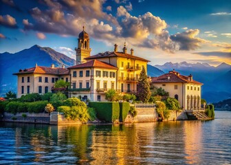 Fototapeta premium Majestic Palazzo Borromeo Island Lake Maggiore Italy Portrait Photography