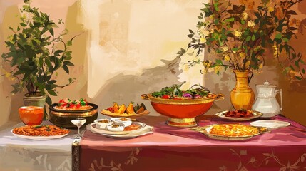 Colorful Feast on Elegant Table Setting