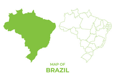 Fototapeta premium Green Brazil map outline and flat vector illustration