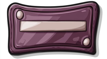 Purple Metallic Blank Nameplate Sign Cartoon Style Game UI Empty Space for Text
