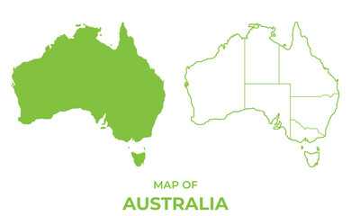 Green Australia map outline and flat vector illustration