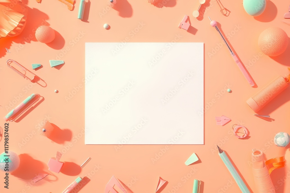Poster a white background with a lot of colorful objects scattered around it