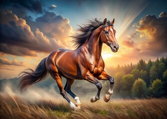Obraz premium Majestic Running Horse Aerial Drone Shot - Dynamic Equestrian Action
