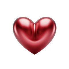 3D Red Heart for Valentine's Day Isolated on White Background, Symbolizing Love and Affection

