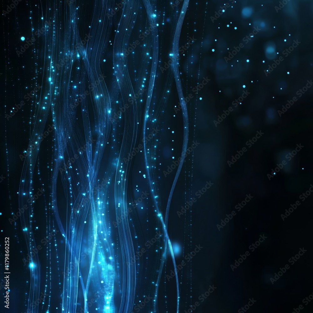 Poster an abstract background with bright blue light rays creates a stunning visual ideal for science and t