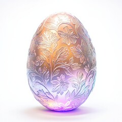 Ornate Metallic Easter Egg with Floral Design