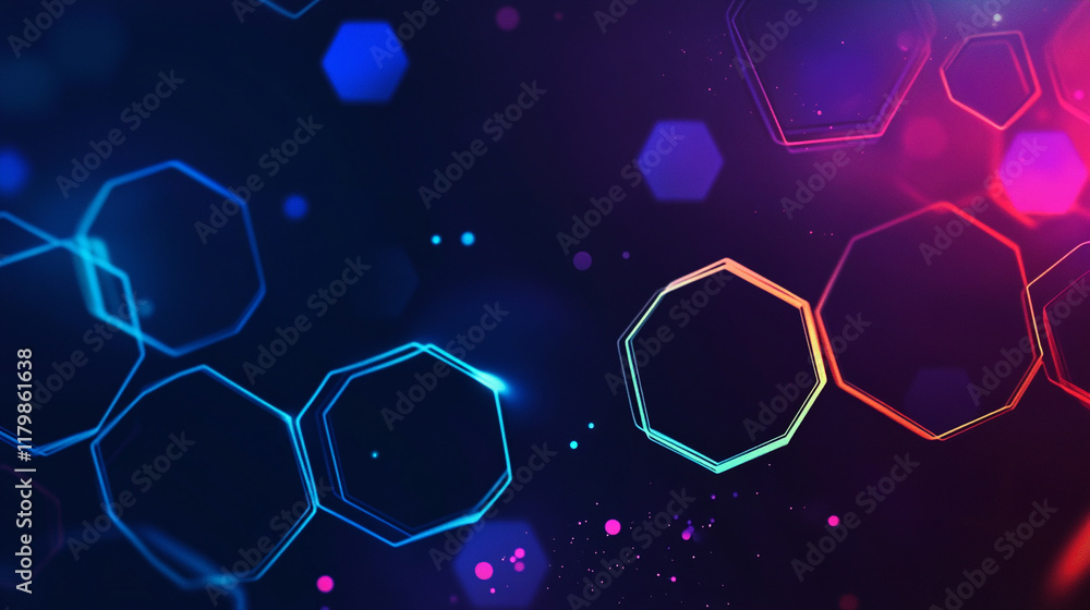 Aufkleber hexagon concept design abstract technology background, abstract hexagonal pattern with glowing neon 