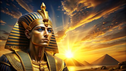 Majestic Sun God Ra: Ancient Egyptian Deity in Golden Light