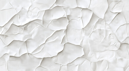 Obraz premium High-resolution crumpled paper texture on a white background, ideal for product presentation, hyper-realistic detailing with intricate folds and subtle shading for a clean, professional look