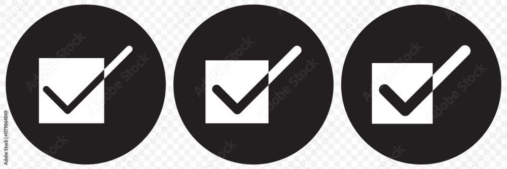 Poster correct vote choise isolated symbol. vector illustration. a check mark icon indicates that the task 