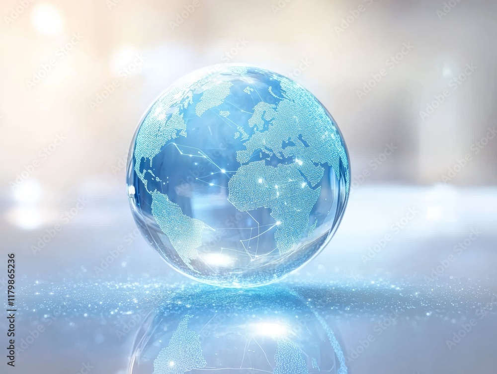 Poster a mesmerizing digital globe hologram vividly illustrates global connectivity and advanced technology
