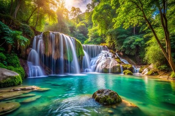Majestic Waterfall Cascades into Serene Pool - Stunning Nature Photography