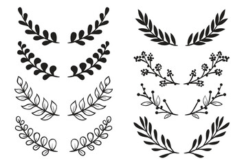 Black decoration divider elements. Lines separators, Borders, Vintage dividers, leaf Underline elements. Ornament flowers stencil sublimation vector illustration EPS 10