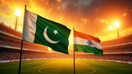 Pakistan vs India cricket stadium flag for match