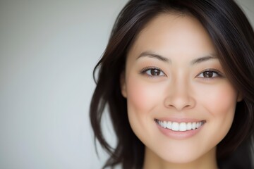 Fototapeta premium Beautiful young woman smiling with perfect white teeth