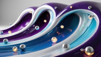 Dynamic waves of colorful paint studio 3d artwork creative environment close-up view