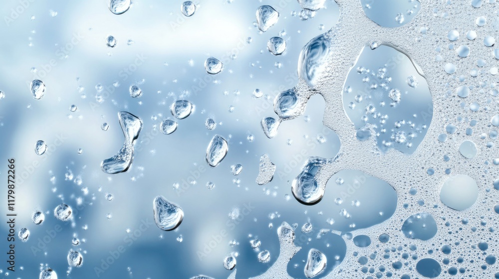 Poster bubbles and water droplets form a light and refreshing background for various uses in design and art
