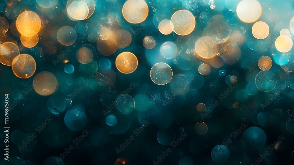Poster shimmering radiant bokeh circles blending soft shadows and fluid tonal transitions creating a mesmer