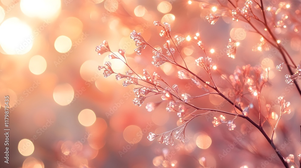 Poster shimmering bokeh sparkles glowing with tonal radiance blending harmonious forms and vibrant contours