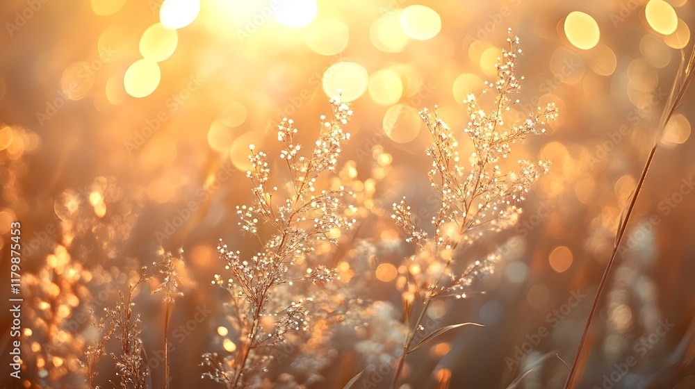Poster ethereal bokeh sparkles glowing harmoniously blending soft shimmering radiant forms with hazy lumino
