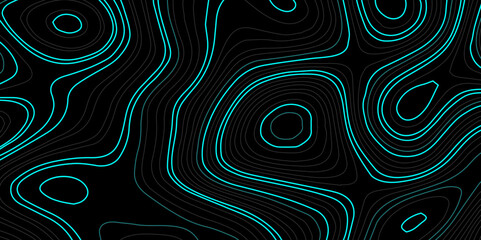 Abstract colorful blue topographic wavy curve line background. Topography map pattern, Geographic blue curved relief. Topographic lines background. Vector illustration.