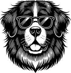 Saint Bernard Dog Face Vector Black Silhouette Cricut Design for T-Shirt