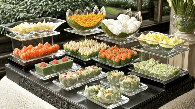 Colorful Asian Dessert Buffet.