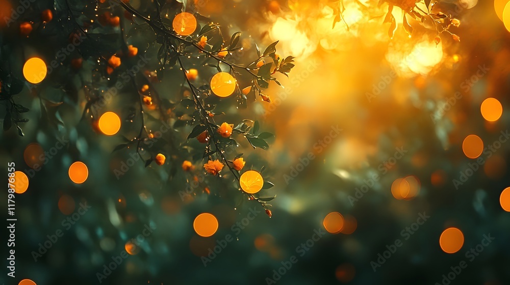 Poster vibrant and harmonious shimmering bokeh circles softly blending together in a stunning display of ra