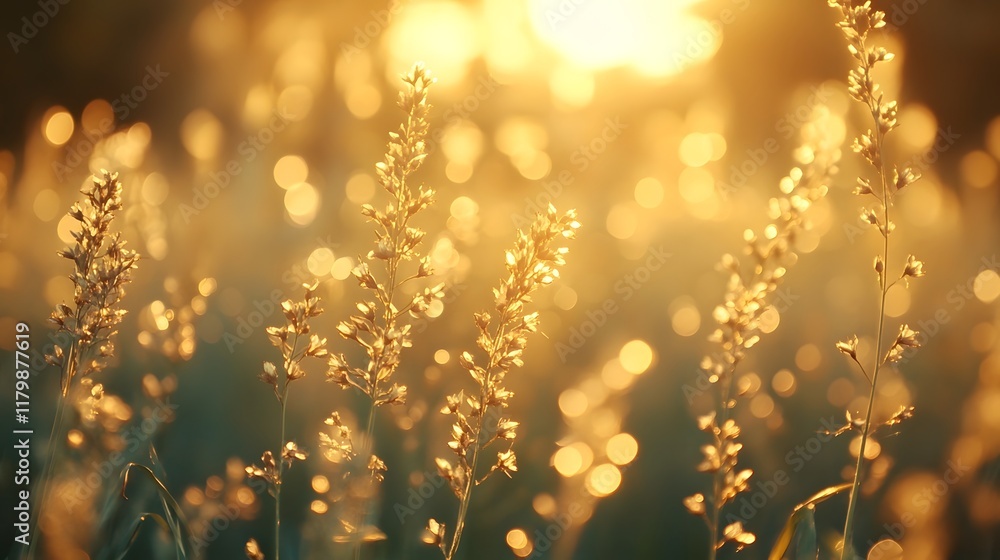 Poster captivating natural landscape with a radiant glow of sparkling and shimmering bokeh blending harmoni