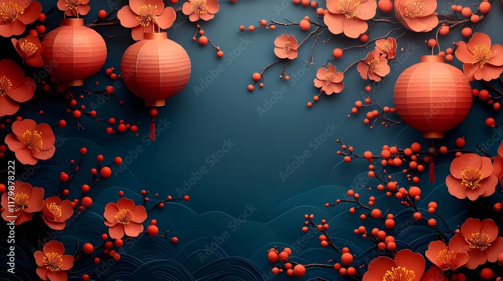 Poster vibrant and modern lunar new year background featuring abstract decorative patterns elegant gradient
