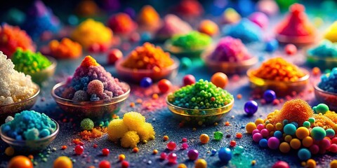 Microscopic Food Coloring: Vibrant Chemical Structures in Tilt-Shift Photography