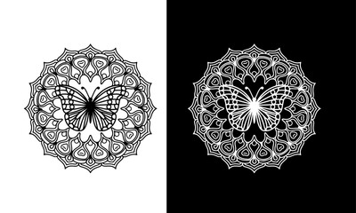 Abstract Round Shape Flower Mandela Template  Design