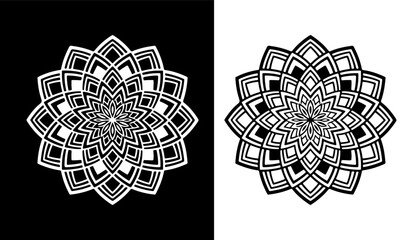 Creative Black and White Flower Mandela Design