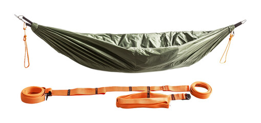 Durable Camping Hammock Strap Set for Setup Isolated on White Background
