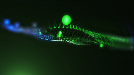 A calming background of virtual light waves smoothly moving in a dreamlike space.
