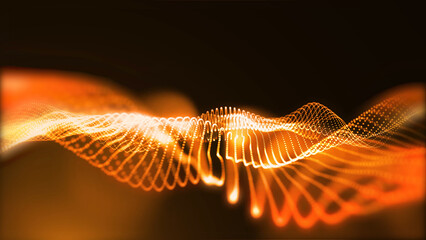 A calming background of virtual golden waves moving smoothly in virtual space.

