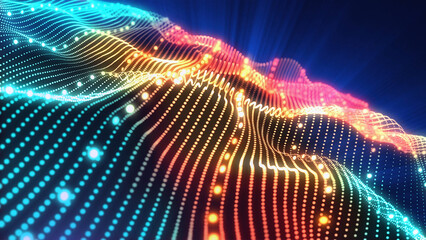 A calming background of virtual golden waves moving smoothly in virtual space.
