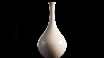 Elegant White Ceramic Vase on Black Background