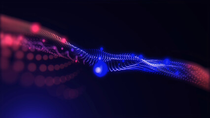 A futuristic background of virtual sparkling waves, smoothly flowing into each other, creates an atmosphere of space and infinity. Opens up new horizons for creative imagination.
