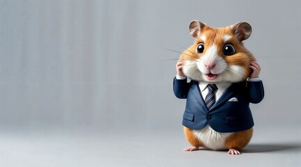 cartoon style hamster in a suit with a cheerful look for office themed illustrations