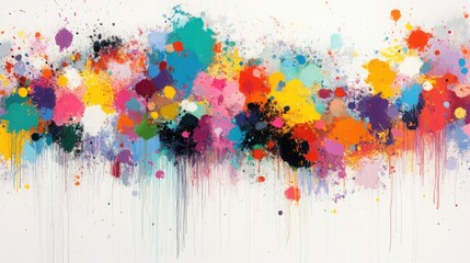 Fototapeta premium Bright and Colorful Abstract Design with Vibrant Splash of Paints and Drips Creating a Joyful and Energetic Atmosphere for Creative Projects and Artworks