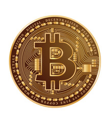 Golden Bitcoin Coin: Digital Crypto Vector illlustration